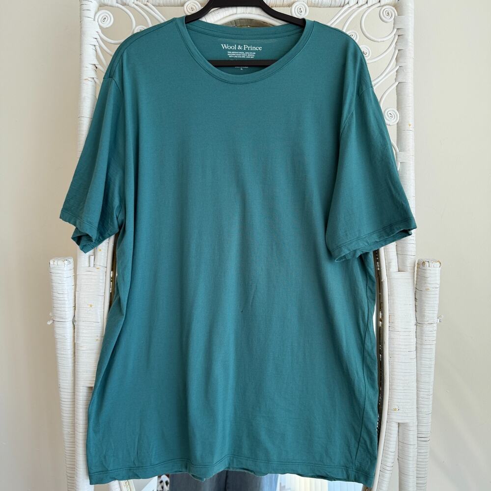 Wool & Prince Shirt‎ Mens XL Blue Merino Wool Blend Crew Neck Basic Layer **
